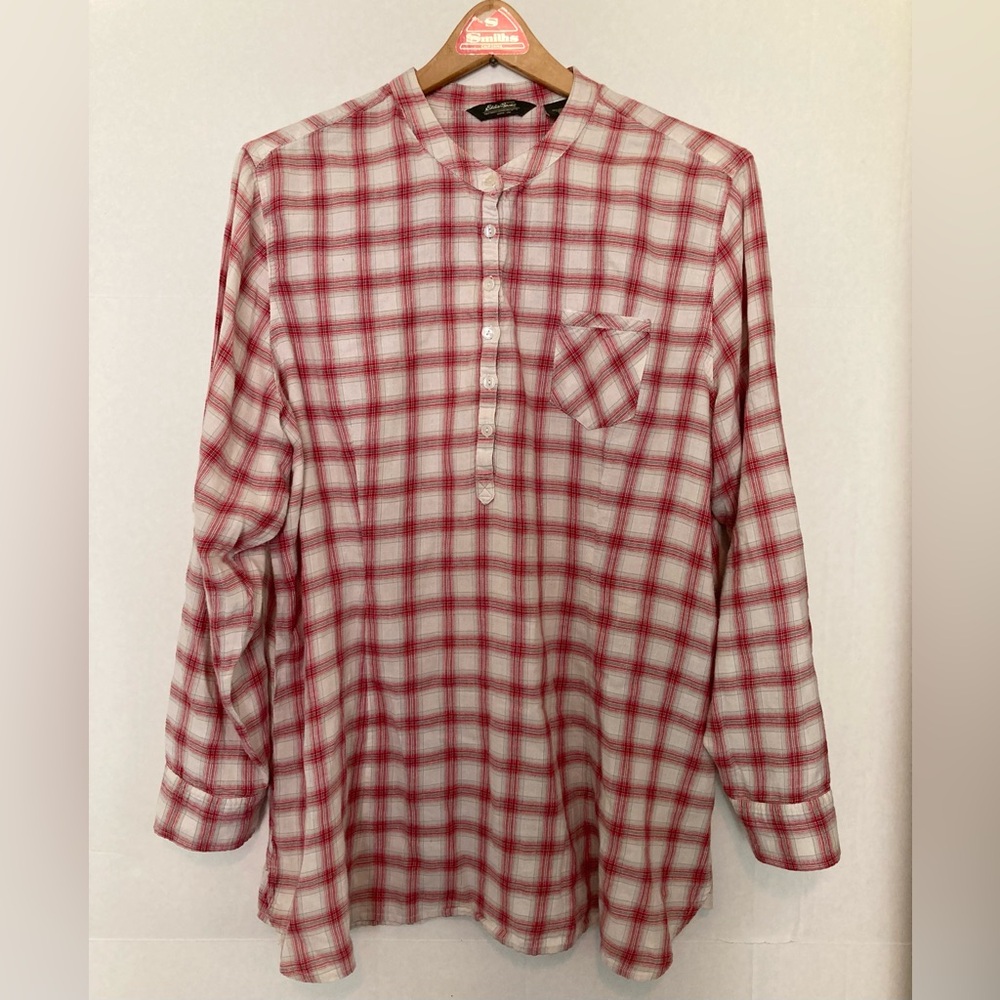 Eddie Bauer Red and White Plaid Tunic